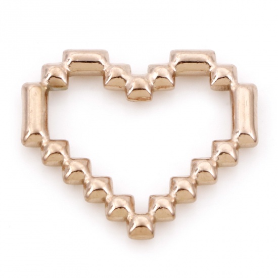 Picture of 304 Stainless Steel Connectors Charms Pendants Rose Gold Heart 20mm x 19mm, 2 PCs