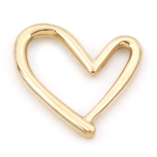 Picture of 304 Stainless Steel Connectors Charms Pendants 18K Gold Color Heart 21mm x 20mm, 2 PCs