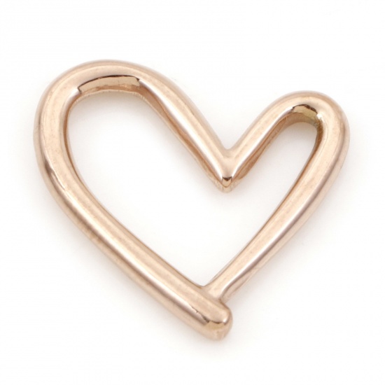 Picture of 304 Stainless Steel Connectors Charms Pendants Rose Gold Heart 21mm x 20mm, 2 PCs