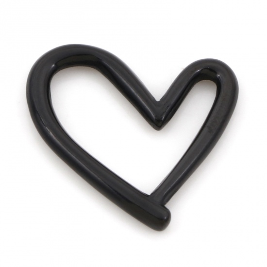 Picture of 304 Stainless Steel Connectors Charms Pendants Black Heart 21mm x 20mm, 2 PCs