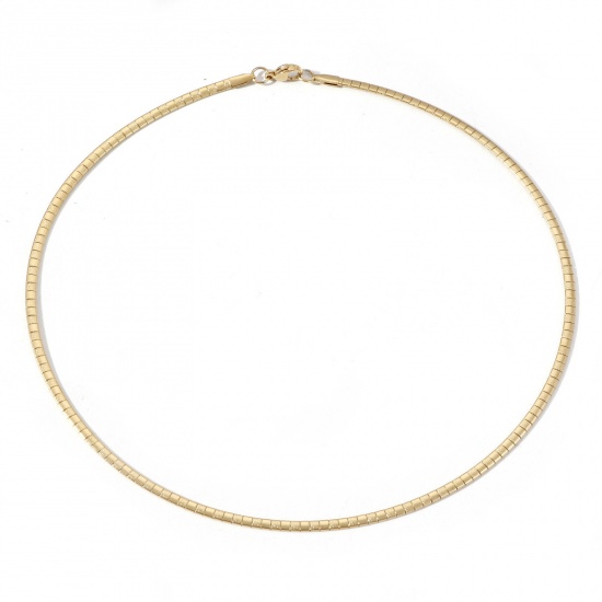 Image de 1 Pièce Collier Tour de Cou Chaîne Maille Omega en 304 Acier Inoxydable Placage sous Vide PVD Respectueux de l'Environnement Plaqué Or 18K 45.5cm Long
