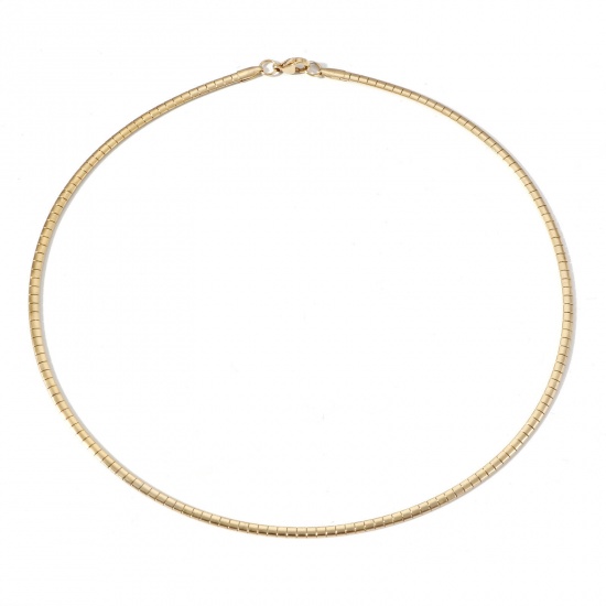 Image de 1 Pièce Collier Tour de Cou Chaîne Maille Omega en 304 Acier Inoxydable Placage sous Vide PVD Respectueux de l'Environnement Plaqué Or 18K 45.5cm Long