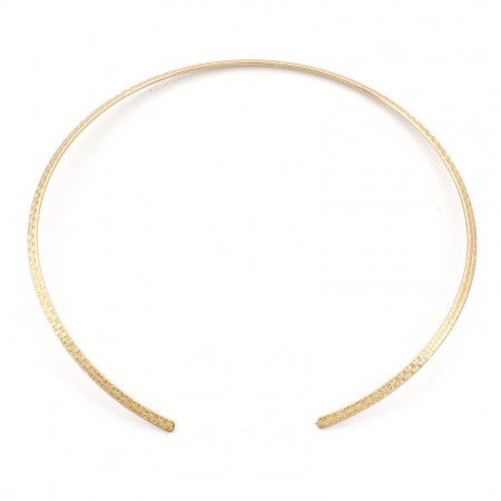 Picture of Wholesale Stripe Open Collar Neck Ring Necklace, 18K Gold Plated 304 Stainless Steel Unisex Eco-friendly PVD Vacuum Plating Simple Stylish Gift Jewelry For Retailer, 42cm(16.5") long, 1 Piece