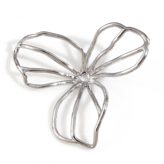 Immagine di Ottone Charms Fiore Vero Platino Placcato Filigrana 22mm x 19mm, 2 Pz