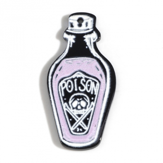 Image de Pendentifs en Acrylique Halloween Potion Crânes Noir & Violet 4.5cm x 2.2cm, 5 Pcs