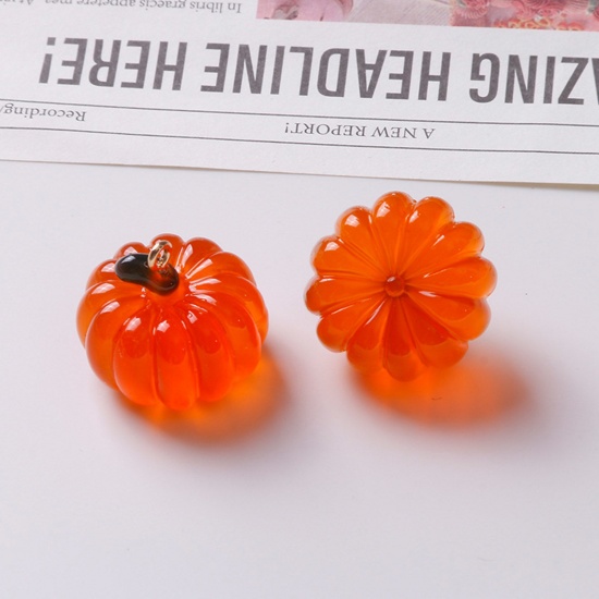 Immagine di Resina Halloween Charms Zucca 3D Arancione 22mm x 20mm, 2 Pz
