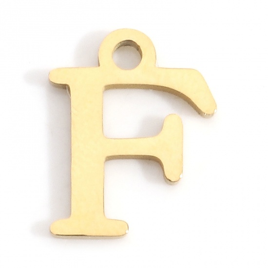 Image de Breloques en 304 Acier Inoxydable Lettre Doré Gravé Mots" F " 11.5mm x 9mm , 3 Pcs
