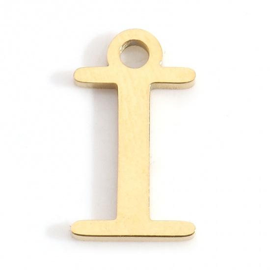 Image de Breloques en 304 Acier Inoxydable Lettre Doré Gravé Mots" I " 12mm x 7mm , 3 Pcs