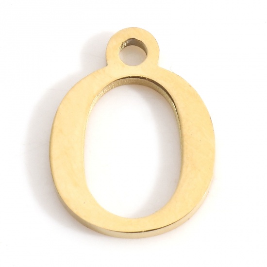 Image de Breloques en 304 Acier Inoxydable Lettre Doré Gravé Mots" O " 12mm x 9mm , 3 Pcs