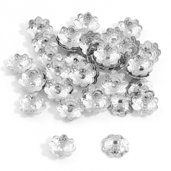 Picture of 304 Stainless Steel Bead Caps Silver Tone (Fits 16mm Beads) 11mm x 11mm, 20 PCs