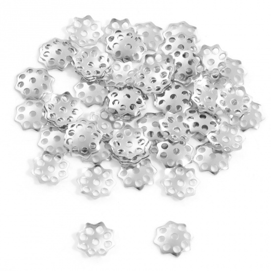 Picture of 304 Stainless Steel Bead Caps Silver Tone (Fits 18mm Beads) 10mm x 10mm, 20 PCs
