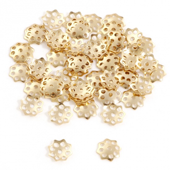 Picture of 304 Stainless Steel Bead Caps 18K Gold Plated (Fits 18mm Beads) 10mm x 10mm, 20 PCs