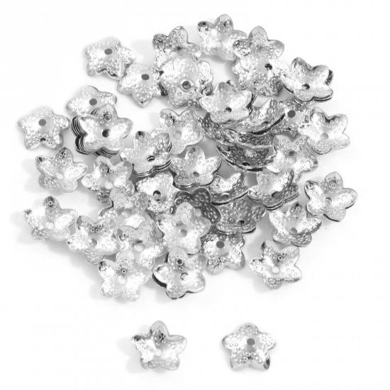 Picture of 304 Stainless Steel Bead Caps Silver Tone (Fits 16mm Beads) 10mm x 10mm, 20 PCs