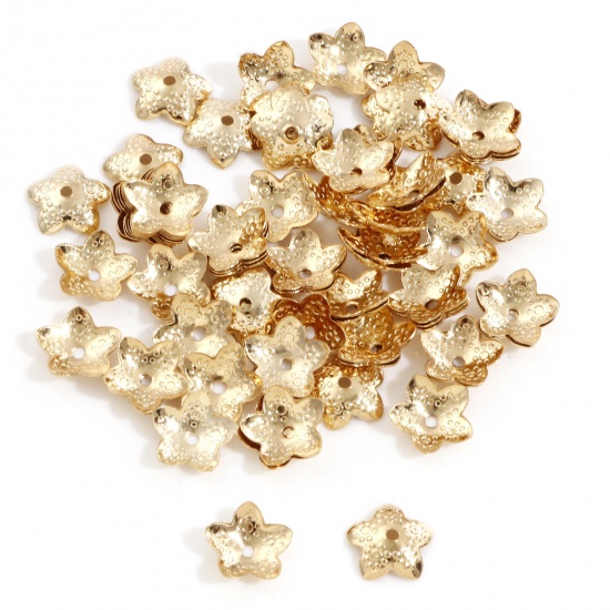 Picture of 304 Stainless Steel Bead Caps 18K Gold Plated (Fits 16mm Beads) 10mm x 10mm, 20 PCs