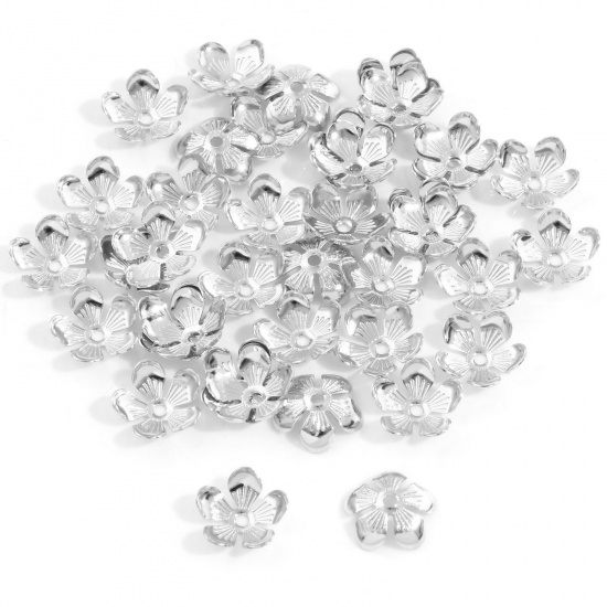 Picture of 304 Stainless Steel Bead Caps Silver Tone (Fits 14mm Beads) 12mm x 11mm, 20 PCs