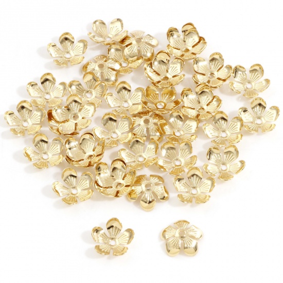 Picture of 304 Stainless Steel Bead Caps 18K Gold Plated (Fits 14mm Beads) 12mm x 11mm, 20 PCs