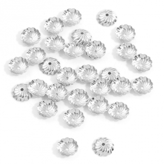 Picture of 304 Stainless Steel Bead Caps Silver Tone (Fits 14mm Beads) 10mm x 10mm, 20 PCs