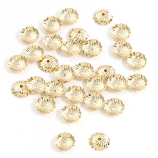 Picture of 304 Stainless Steel Bead Caps 18K Gold Plated (Fits 14mm Beads) 10mm x 10mm, 20 PCs