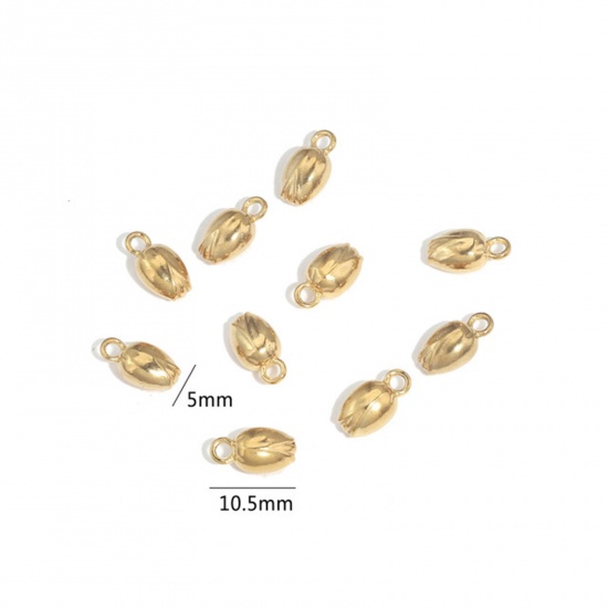 Picture of 2 PCs 304 Stainless Steel Charms 18K Gold Plated Lotus Flower 10.5mm x 5mm