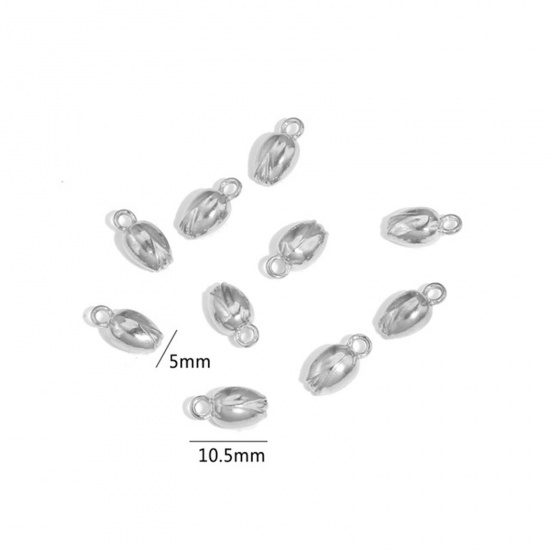 Picture of 304 Stainless Steel Charms Silver Tone Lotus Flower 10.5mm x 5mm, 2 PCs