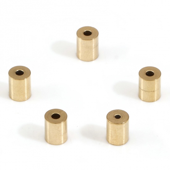 Immagine di 10 Pz Placcatura Sottovuoto 304 Acciaio Inossidabile Connettore di Collana Cilindrico Placcato Oro 18K (Adatto 3mm Corda) 5mm x 4mm