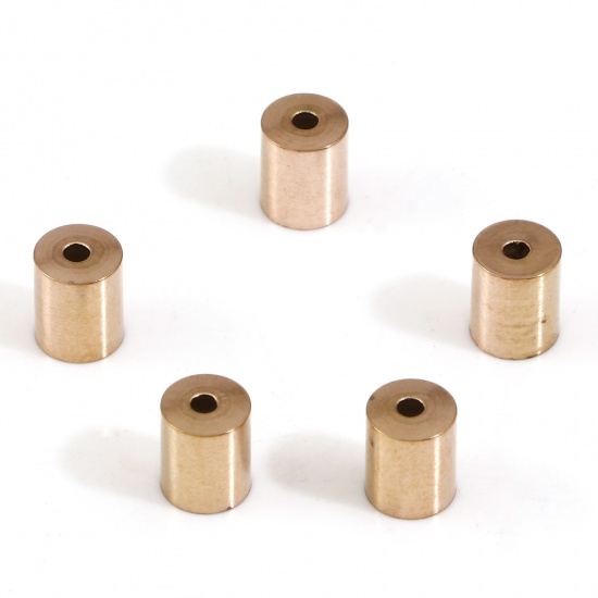 Immagine di 10 Pz Placcatura Sottovuoto 304 Acciaio Inossidabile Connettore di Collana Cilindrico Oro Rosa (Adatto 4.5mm Corda) 6mm x 5mm