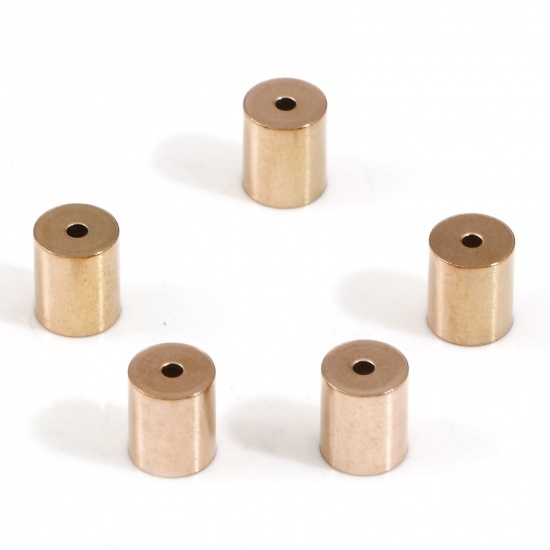 Immagine di 10 Pz Placcatura Sottovuoto 304 Acciaio Inossidabile Connettore di Collana Cilindrico Oro Rosa (Adatto 5mm Corda) 7mm x 6mm