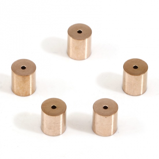 Immagine di 10 Pz Placcatura Sottovuoto 304 Acciaio Inossidabile Connettore di Collana Cilindrico Oro Rosa (Adatto 6mm Corda) 8mm x 7mm