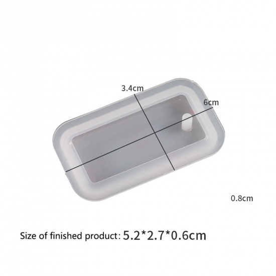 Picture of Silicone Resin Mold For Keychain Necklace Earring Pendant Jewelry DIY Making Rectangle White 6cm x 3.4cm, 2 PCs