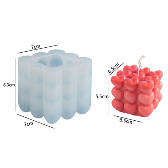 Immagine di Silicone Stampo in Resina per la Produzione di Sapone per Candele Fai-Da-Te Cubo di Rubik/ Cubo Magico Bianco 7cm x 7cm, 1 Pz