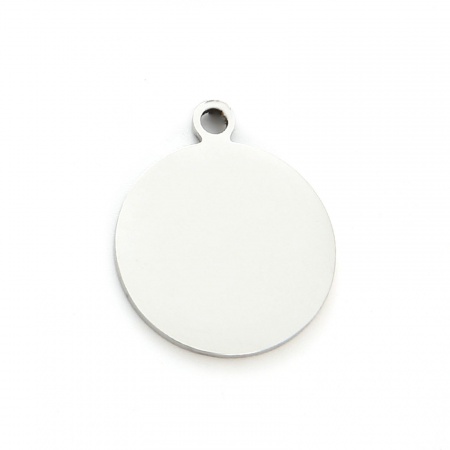 201 Stainless Steel Blank Stamping Tags Disc Charms Round Silver Tone Double-sided Polishing 20mm Dia., 2 PCs