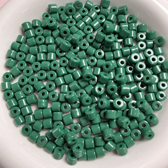 Picture of Acrylic Beads For DIY Charm Jewelry Making Dark Green Opaque Round About 6mm x 5mm, Hole: Approx 2mm, 1 Packet (Approx 50 PCs/Packet)