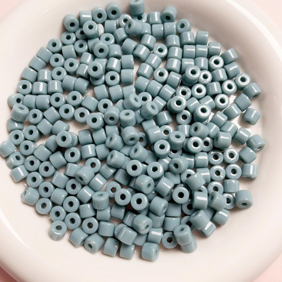 Picture of Acrylic Beads For DIY Charm Jewelry Making Light Steel Gray Opaque Round About 6mm x 5mm, Hole: Approx 2mm, 1 Packet (Approx 50 PCs/Packet)