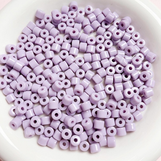 Picture of Acrylic Beads For DIY Charm Jewelry Making Mauve Opaque Round About 6mm x 5mm, Hole: Approx 2mm, 1 Packet (Approx 50 PCs/Packet)