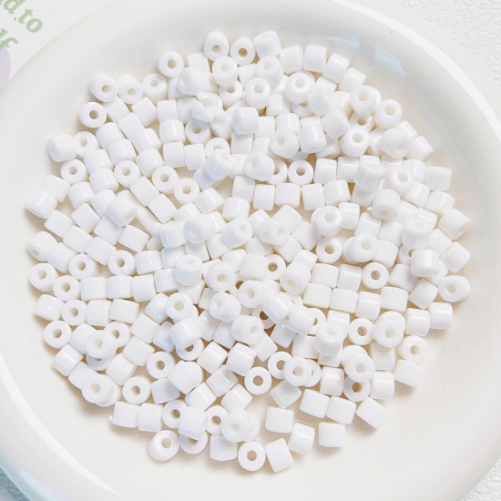 Picture of Acrylic Beads For DIY Charm Jewelry Making White Opaque Round About 6mm x 5mm, Hole: Approx 2mm, 1 Packet (Approx 50 PCs/Packet)