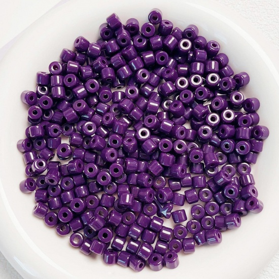 Picture of Acrylic Beads For DIY Charm Jewelry Making Dark Purple Opaque Round About 6mm x 5mm, Hole: Approx 2mm, 1 Packet (Approx 50 PCs/Packet)