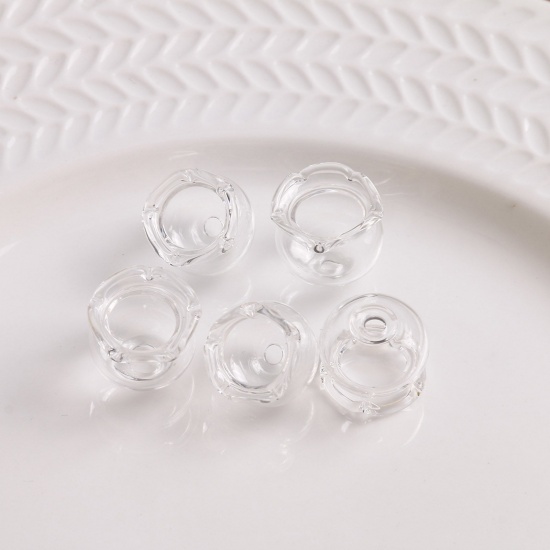 Image de Perles pour DIY Fabrication de Bijoux de Charme en Verre Vase de Fleurs Transparent Transparent 3D, 16mm x 15mm, Trou: 2.6mm, 2 Pcs