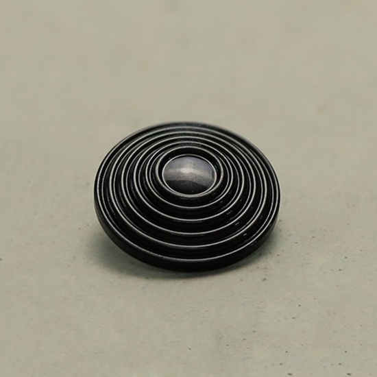 Picture of Resin Sewing Shank Buttons Scrapbooking Round Stripe Black 17.5mm Dia., 10 PCs