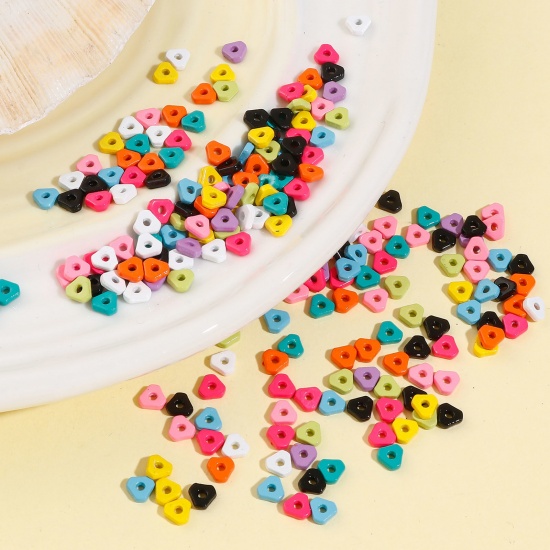 Immagine di Lega di Zinco Perline per la Creazione di Gioielli con Ciondoli Fai-da-te A Colori Misti Casuali Triangolo Smalto Circa 5mm x 5mm, Foro:Circa 1.2mm, 20 Pz