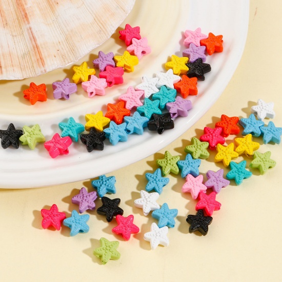 Immagine di Lega di Zinco Gioielli Oceanici Perline per la Creazione di Gioielli con Ciondoli Fai-da-te A Colori Misti Casuali Stella di Mare Smalto Circa 11mm x 10mm, Foro:Circa 2mm, 10 Pz