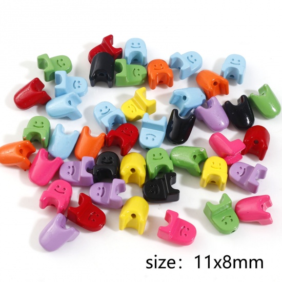 Immagine di Lega di Zinco Perline per la Creazione di Gioielli con Ciondoli Fai-da-te A Colori Misti Casuali Sedia Sorriso Smalto Circa 11mm x 8mm, Foro:Circa 1.2mm, 10 Pz