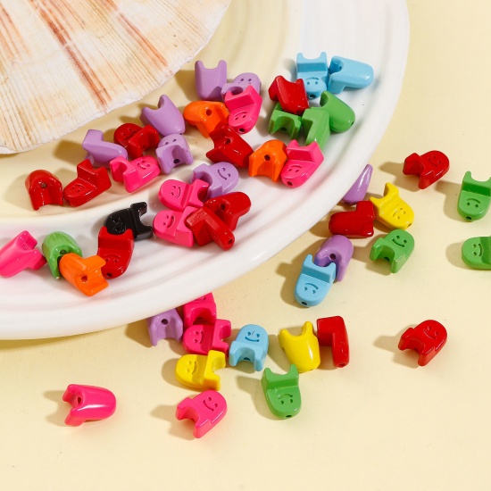 Immagine di Lega di Zinco Perline per la Creazione di Gioielli con Ciondoli Fai-da-te A Colori Misti Casuali Sedia Sorriso Smalto Circa 11mm x 8mm, Foro:Circa 1.2mm, 10 Pz