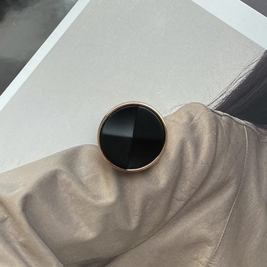 Immagine di Lega Metallo Gambo Bottone Nero Tondo Sezione 18mm Dia, 2 Pz