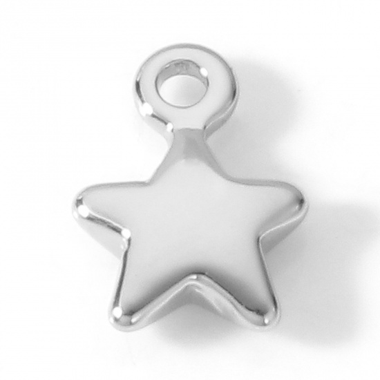 Image de Breloques Galaxie en Laiton Etoile Plaqué Platine Véritable Double Face 10mm x 7mm, 10 Pcs