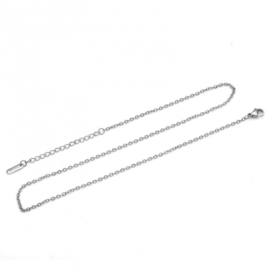 Bild von 304 Edelstahl Gliederkette Kette Halskette Silberfarbe 40cm lang, Kettengröße: 1.2mm, 1 Strang