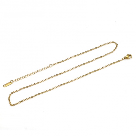 Bild von 304 Edelstahl Gliederkette Kette Halskette Vergoldet 40cm lang, Kettengröße: 1.2mm, 1 Strang