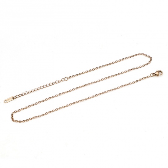 Bild von 304 Edelstahl Gliederkette Kette Halskette Rosegold 40cm lang, Kettengröße: 1.2mm, 1 Strang
