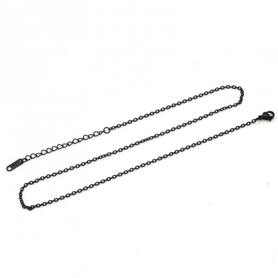Bild von 304 Edelstahl Gliederkette Kette Halskette Schwarz 40cm lang, Kettengröße: 1.2mm, 1 Strang