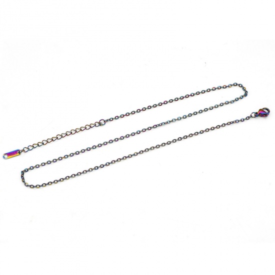 Bild von 304 Edelstahl Gliederkette Kette Halskette Regenbogenfarbe Plattiert 40cm lang, Kettengröße: 1.2mm, 1 Strang