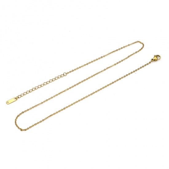 Bild von 1 Strang Vakuumbeschichtung 304 Edelstahl Erbskette Kette Halskette Vergoldet 40cm lang, Kettengröße: 1mm